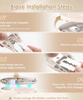 Blade installation steps for Beige Magnetic Bread Lame For Home Bakers And Dough Nerds With Dual Sided Locking Blade.
