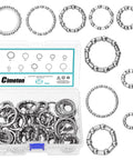 Bike Ball Bearing Kit 50 Pieces In 5 Sets Of 10 Varieties With Retainers And Cage For MTB Crank Bottom Bracket Headset Bearings Replacement Parts For Bicycles Easy Storage Box displayed.