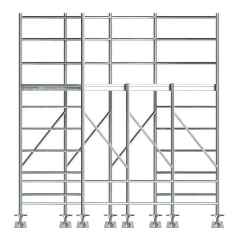 Heavy Duty Adjustable Leveling Jacks With Reinforced Galvanized Steel Base Plate For Rv Trailers And Travel Trailers Built Dead Solid For Bumpy Ground Easy Crank Lever For No Sweat Setup shown in a vertical stacked arrangement.