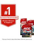 Image featuring #1 Pharmacist Recommended badge and ACE adjustable compression supports packaging.