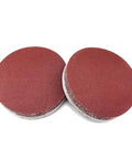 Ditch The Rough Look With This 25 Pc Sanding Disc Hook Loop Kit Featuring Ultra Fine Grits From 40 To 3000 For Smooth Polishing Metal Wood And Car Surfaces Fast, showing red aluminum oxide sanding discs.