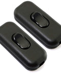 Two black Inline Cord Switch 2 Pack On Off DPST Control Lamp Switch For Bedroom Table Lamps And Desk LED Lighting