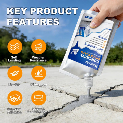 Applying Go To Self Leveling Concrete Crack Filler With Fast Drying Waterproof Sealant High Flexibility And Strong Adhesion