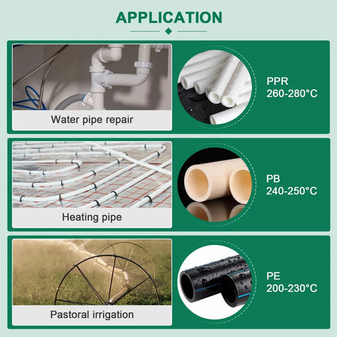 Applications of 110V Plastic Pipe Welder With Interchangeable Die Heads for water repair, heating, and irrigation