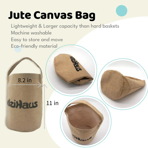 Jute Canvas Bag Kit With Pulley And Rope For Kids Kid Friendly Treehouse Decor And Fort Building Gear For Outdoor Playgrounds Backyard Adventures Easy Install Lightweight Foldable Storage Solution