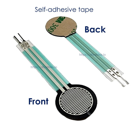 Force Sensor Pad, Pressure Sensitive Resistor For Arduino ESP32 Raspberry Pi, 3 Pack, Breadboard Friendly, Self Adhesive Tape Mounting, Precise Pressure Sensing For Prototyping And Projects. Front and back view