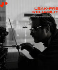 Technician testing air conditioning compressor for leak-free reliability