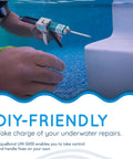 Underwater Pool Epoxy Repair Kit For Cracks And Leaks Waterproof Putty For Concrete Fiberglass And PVC Easy DIY Sealant For Pools And Spas No Drain Needed DMK 5000 50ml White being applied underwater to pool corner