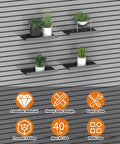 Six Piece 13x6 Inch Slatwall Shelves Set Heavy Duty Metal Slatwall Shelves For Retail Display Storage And Organization Black Finish