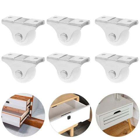 12pcs Inch White PP Directional Caster Wheel for Furniture DIY, featuring smooth-rolling wheels for drawers.