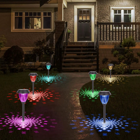 8 Pack Color Changing Solar Pathway Lights Outdoor Waterproof For Garden And Yard With Auto On Off LED Solar Powered Landscape