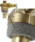 131B Pilot Unloader Valve for Air Compressors, gold finish, close-up of durable part with easy install feature, textured detailing