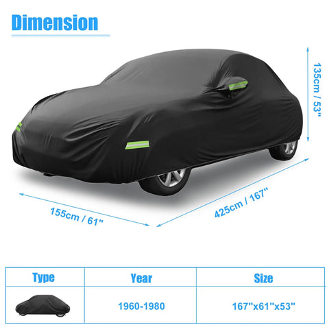 Waterproof Car Cover for Volkswagen Beetle Bug Sedan 2 Door 1960 1980 All Weather Full Vehicle Cover With Driver Door Zipper