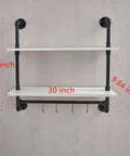 Floating Wall Shelves With Towel Bar, Industrial Pipe Shelving, Super Sturdy 30 Inch Solid Wood Over Toilet Bathroom Shelves
