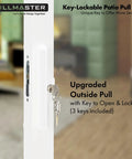 Budget Friendly Sliding Glass Door Handle Set With Mortise Lock And Key Cylinder For Replacement, white die-cast.