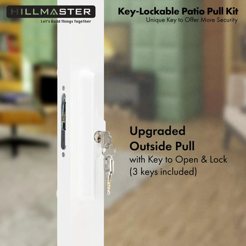 Budget Friendly Sliding Glass Door Handle Set With Mortise Lock And Key Cylinder For Replacement, white die-cast.