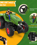 Remote Control Tractor Toy for Kids 3 to 5, RC tractor with farmer figure and rotatable steering wheel, 1 to 24 scale, rechargeable