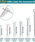 Cotter Pins 150-Piece Assortment Kit With 6 Sizes In A Durable Portable Case, Heavy Duty 304 Stainless Steel illustration