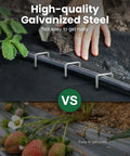 Comparison of 100 Pack Landscape Staples 6 Inch 11 Gauge Beefy Heavy Duty Hot Dip Galvanized Steel Garden Stakes in use and rusting.