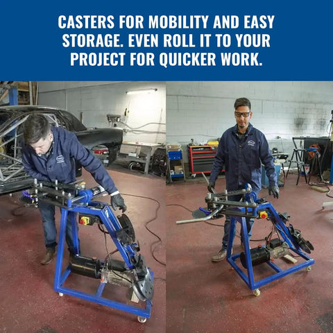 Heavy Duty Hydraulic Tubing Bender With High Capacity Pipe Bending Rig on casters for easy mobility and storage in workshop