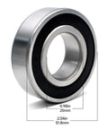 Heavy Hitter Six Pack Of 116 0720 Replacement Spindle Bearings For Riding Lawn Mowers viewed from side with size measurements.
