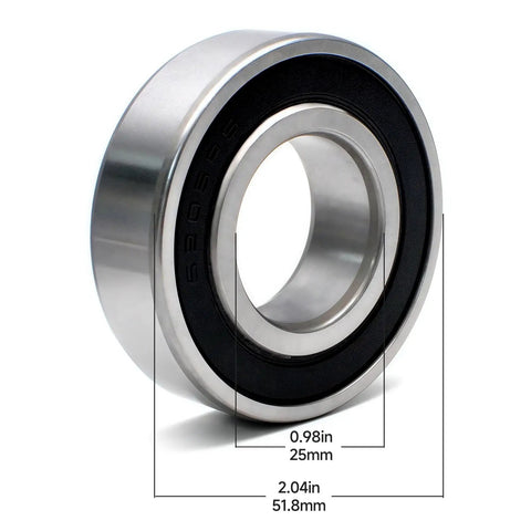Heavy Hitter Six Pack Of 116 0720 Replacement Spindle Bearings For Riding Lawn Mowers viewed from side with size measurements.