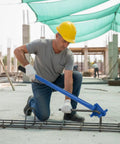 Heavy Duty Manual Rebar Bender Tool For Steel Rods Portable Hand Cranked Bending Machine Carbon Steel Construction in use on job site.