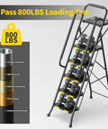 Sturdy 5 Step Steel Ladder With Anti Slip Wide Pedals Handrail And Safe Lock Design 800 Lb Capacity Folding Portable Step Stool
