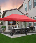 Heavy Duty Water Weight Bags For Gazebos And Pop Up Canopies Set Of 4 220 Lbs Capacity installed on a red canopy