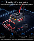 Supersonic V2 130A Beefed Up Brushless ESC With Overheat Protection for one eighth scale RC cars, showing wiring and heat sink