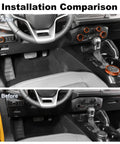 Installation comparison of Orange Aluminum Alloy 6 Piece Switch Knob Set for Ford Bronco 2021-2026 interior accessories.
