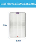 True HEPA Room Air Purifier Filter For Allergens, Bacteria, And Viruses, 13 In By 8.2 In, Four Pack, white filter with measurements