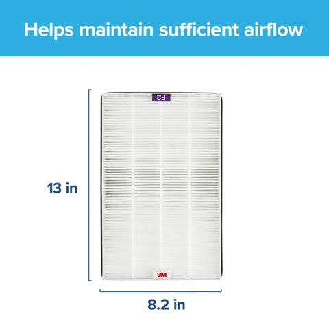 True HEPA Room Air Purifier Filter For Allergens, Bacteria, And Viruses, 13 In By 8.2 In, Four Pack, white filter with measurements