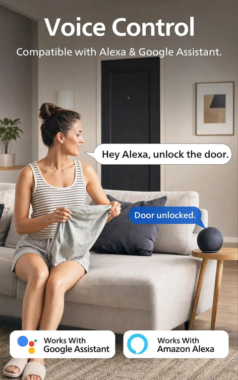 No Sweat Setup Wifi Smart Lock For Front Door With Top Mount Fingerprint Reader And Digital Keypad Deadbolt Featuring Quick App Remote Control Auto Lock Alexa Google Compatibility