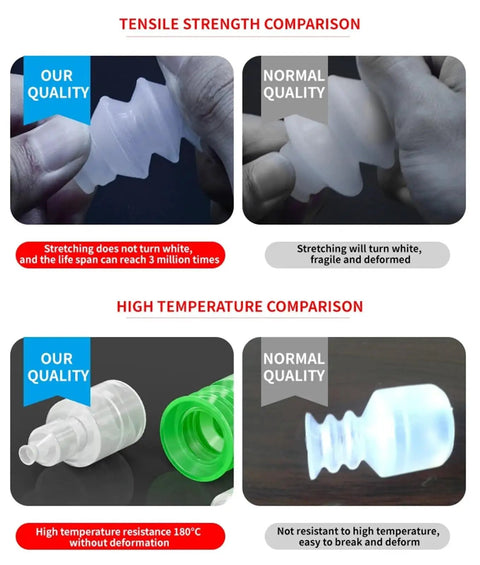 Tensile strength comparison of mini vacuum suction cup chuck manipulator accessories showing durability and temperature resistance.