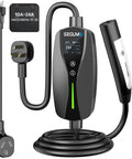 Portable Tesla Wall Connector Featuring No Sweat Nema 10 30 Plug Method Level 2 Ev Speed Charger With Tunable Amps, 25ft cord