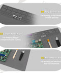 Close-up of Extra Large 23.7x13.8 Inch Soldering Mat With ESD Wrist Strap Kit sections for screws and electronics repair.