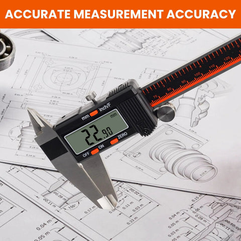 HARDELL digital caliper with large LCD, stainless steel body, inch/mm conversion, front view