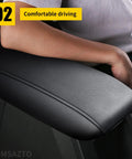Custom Fit Armrest Cover For Hyundai Sonata 2015 2019 Black Console Pad with memory foam cushion in use, side view.
