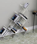 Acrylic Floating Bookshelf With Multi Layer Design Shaped Floor Shelf For Living Room Or Office Transparent Magazine Display And Decor Storage