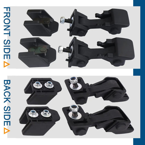 Jeep Wrangler Hood Latch With Catch Bracket And Rubber Strap 55395653AG Replacement Clip Set Front and Back View JK JKU 2007-2017