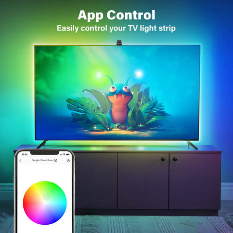 Ambient TV Backlight Kit With Camera For 50 To 60 Inch TVs Smart RGB LED Light Strip With Sync Color WiFi Control Works With Alexa And Google Assistant App Control Offline Mode