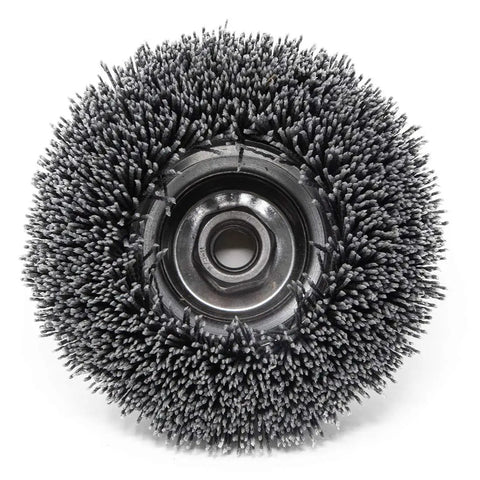 Abrasive Cup Brush Silicon Carbide For High Speed Sanding 6 Inch Diameter 6000 Max RPM Quick Change ATB Uni Lok System One Quarter Inch Shank Durable Backing For CNC Machines Automatic Equipment And Robotic Cells