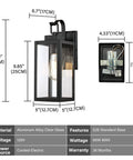 Lit Matte Black Outdoor Wall Lights Pack of 2 with Clear Glass Shade Waterproof Front Porch Sconces, ETL Listed dimensions and details