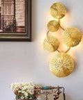 Lux Lotus Leaf Wall Sconce Night Light With Gold Finish, Modern Flush Mount Wall Lamp for Chic Bedside Decor