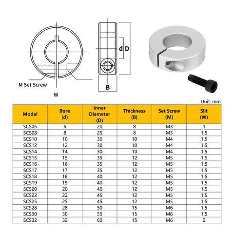 Split Shaft Collar Bore 8mm, 25mm OD, 8mm Width, 6061 Aluminum Alloy With Anodized Finish, H7 Bore Tolerance, Locking Clamp For CNC Machinery, Heavy Duty Yet Lightweight Shaft Holder For Precise Tooling
