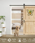 Workhorse Heavy Duty Barn Door Hardware Kit 5 Ft Sliding Door Track Set With Floor Guide And Two Handles installation view