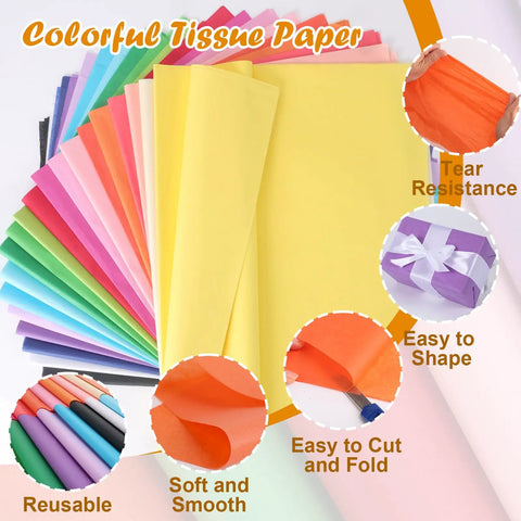 200 Sheets Tissue Paper In 20 Colors 14 By 20 Inches For Gift Bags Birthday Party Flower Decor Bulk Pack Packaging Supplies