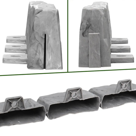 Faux Stone Look Landscape Edging Border 17Ft Long 2.75In Tall Gray close-up of side view and bottom features
