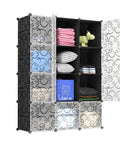 Cube Storage Organizer With Doors 12 Cube Plastic Shelving Unit For Living Room Bedroom And Office Black Easy Assembly And Complete Parts Included Durable Space Saving Multi Use Storage Solution